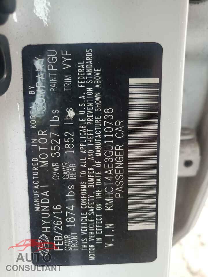 HYUNDAI ACCENT 2016 - KMHCT4AE3GU110738