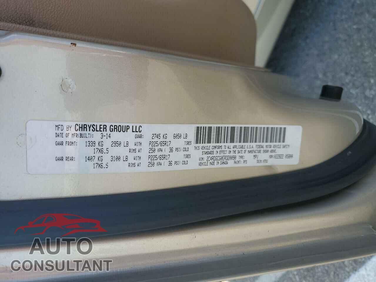 DODGE CARAVAN 2014 - 2C4RDGCG0ER320090