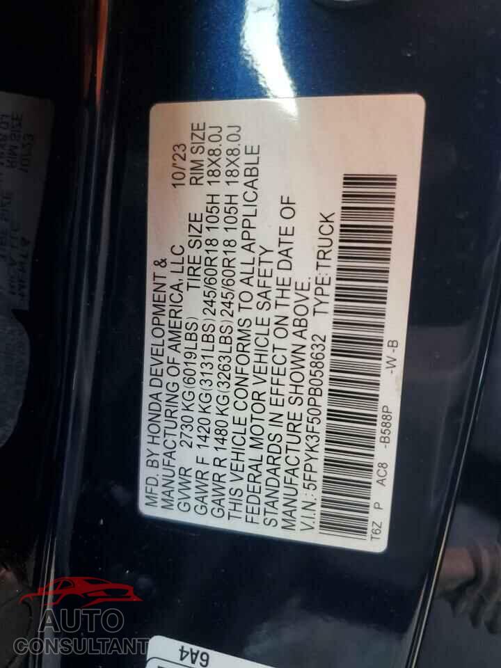 HONDA RIDGELINE 2023 - 5FPYK3F50PB058632