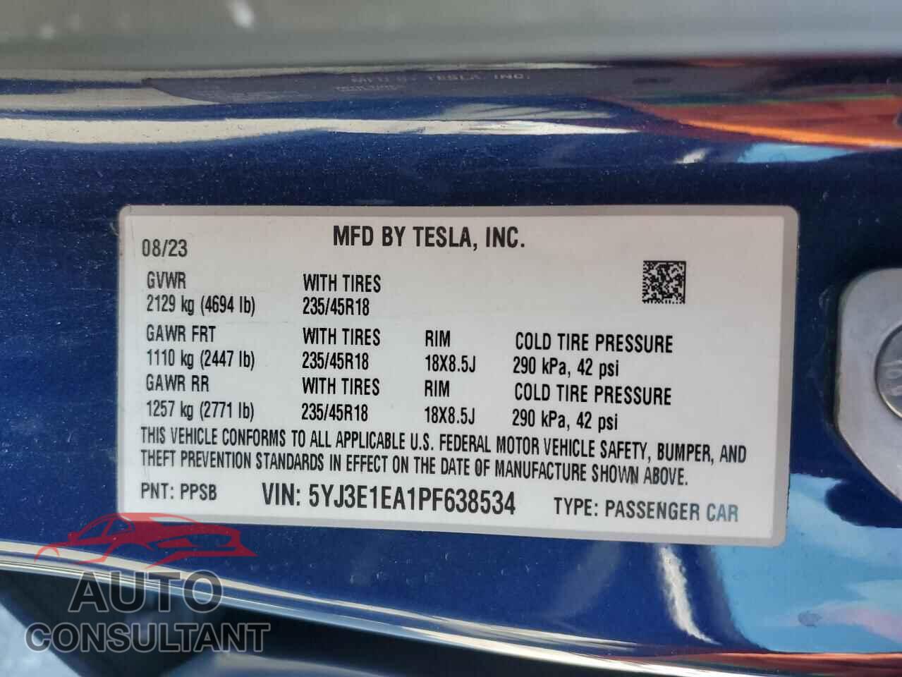 TESLA MODEL 3 2023 - 5YJ3E1EA1PF638534
