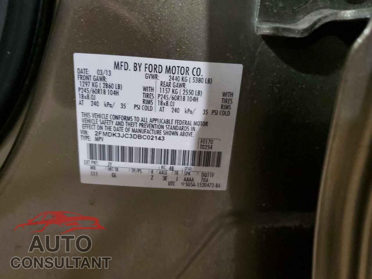 FORD EDGE 2013 - 2FMDK3JC3DBC02143