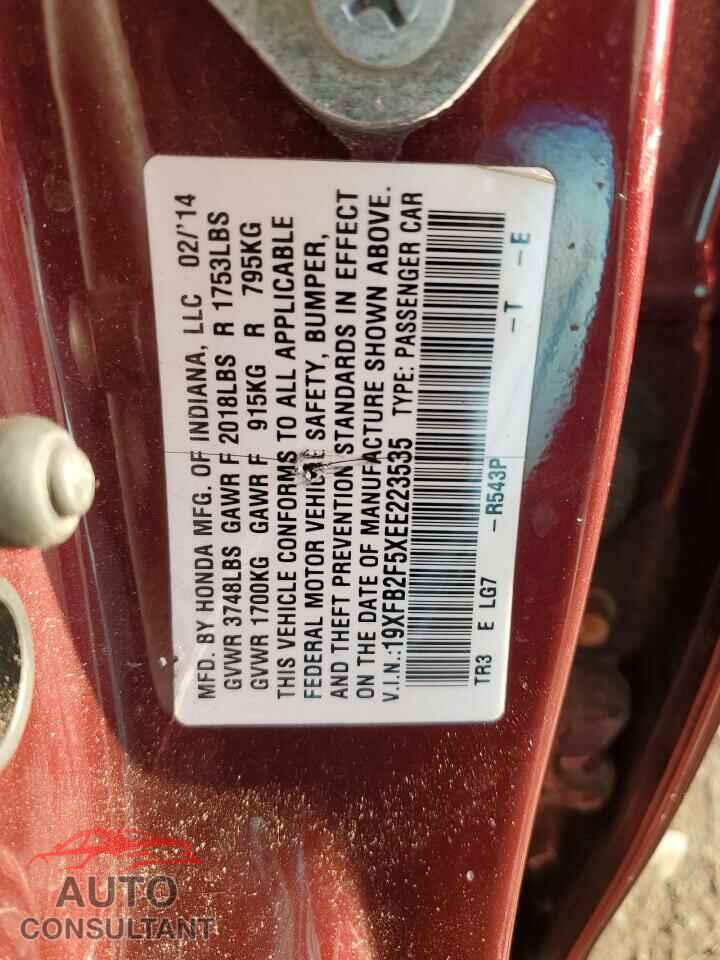 HONDA CIVIC 2014 - 19XFB2F5XEE223535