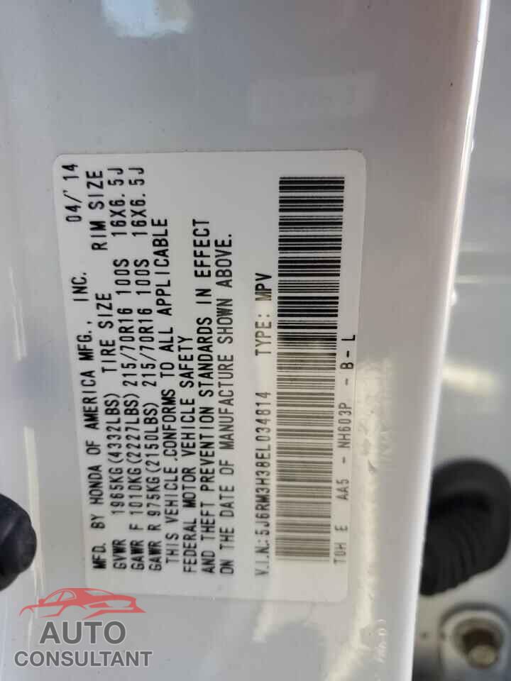 HONDA CRV 2014 - 5J6RM3H38EL034814