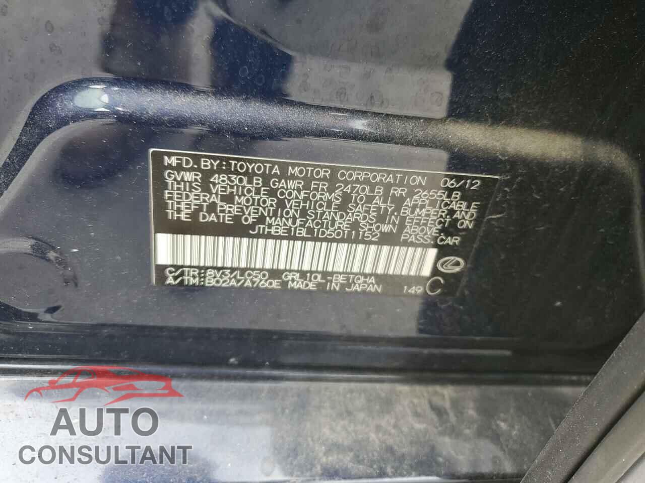 LEXUS GS350 2013 - JTHBE1BL1D5011152