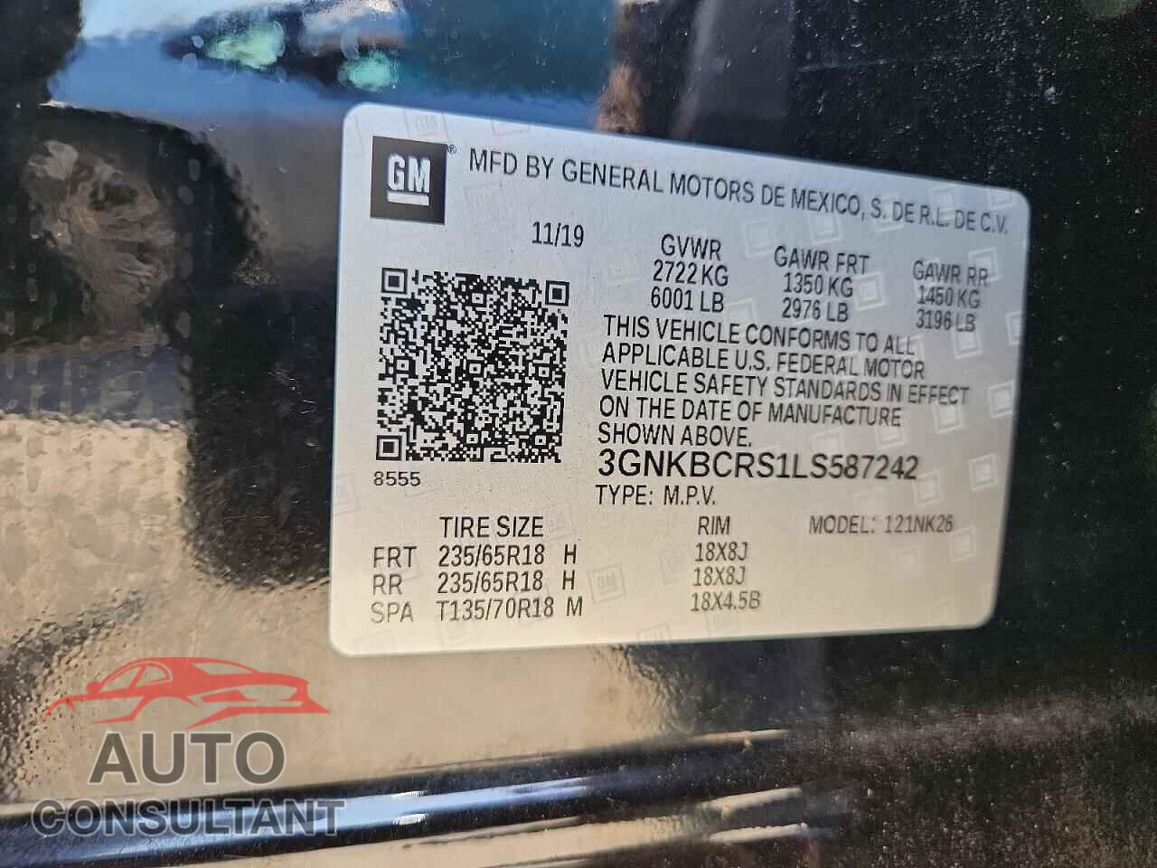CHEVROLET BLAZER 2020 - 3GNKBCRS1LS587242