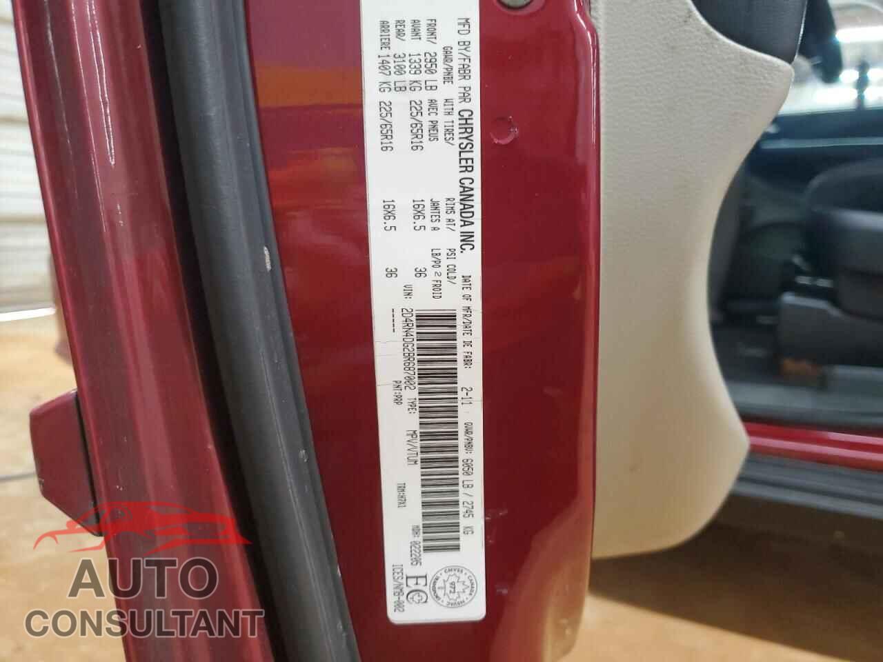 DODGE CARAVAN 2011 - 2D4RN4DG2BR687002