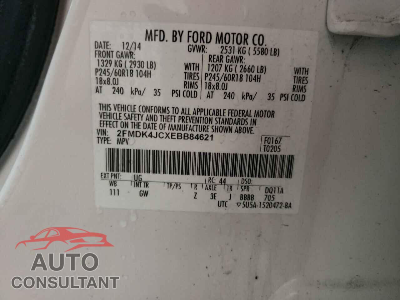 FORD EDGE 2014 - 2FMDK4JCXEBB84621