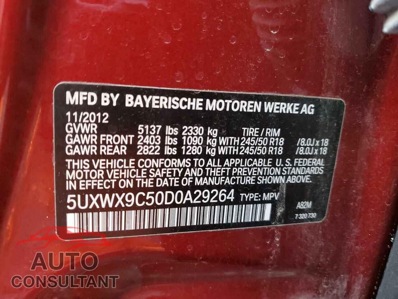 BMW X3 2013 - 5UXWX9C50D0A29264