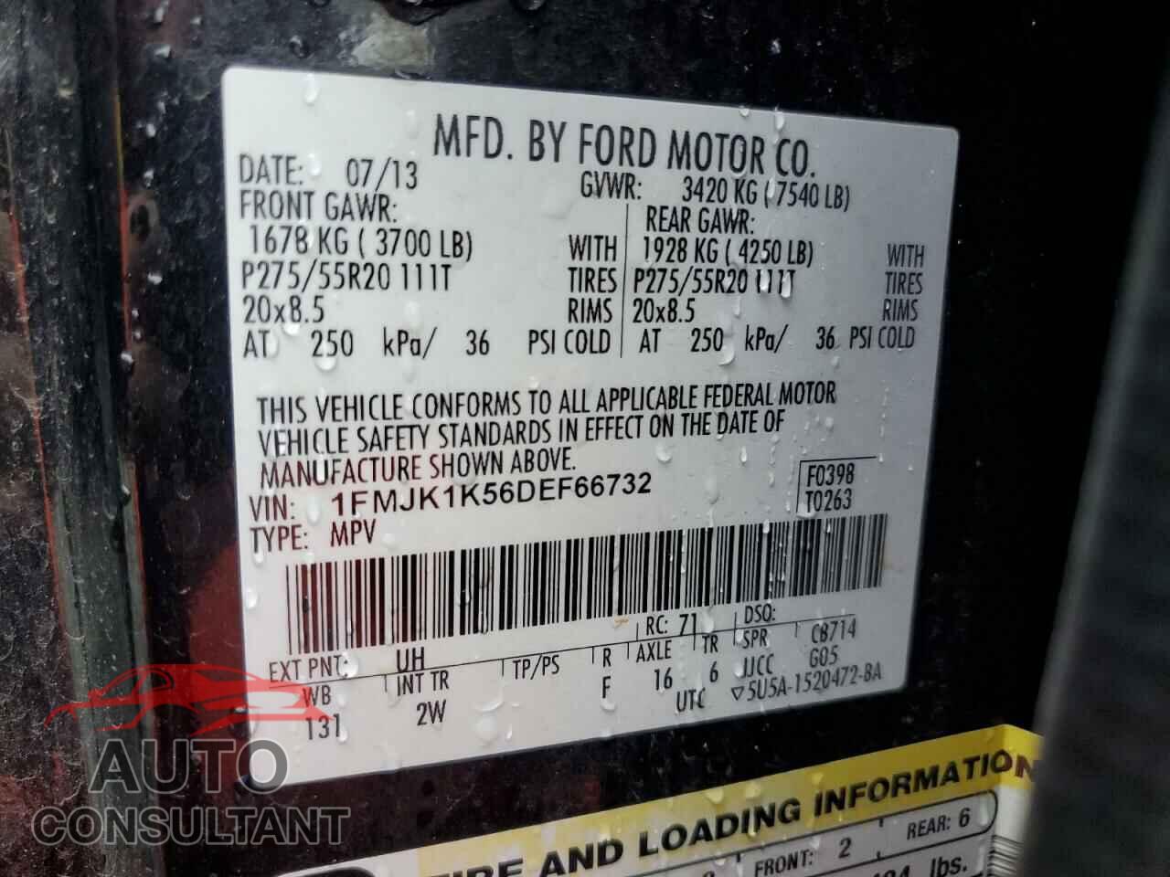 FORD EXPEDITION 2013 - 1FMJK1K56DEF66732