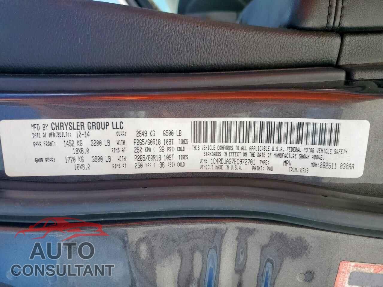 DODGE DURANGO 2014 - 1C4RDJAG7EC972701