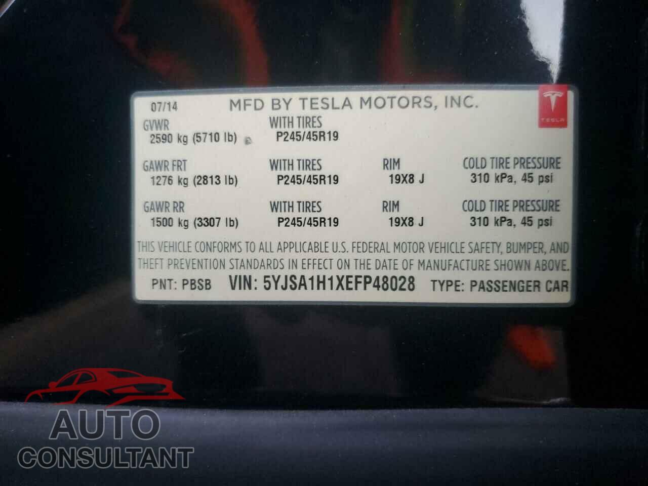 TESLA MODEL S 2014 - 5YJSA1H1XEFP48028