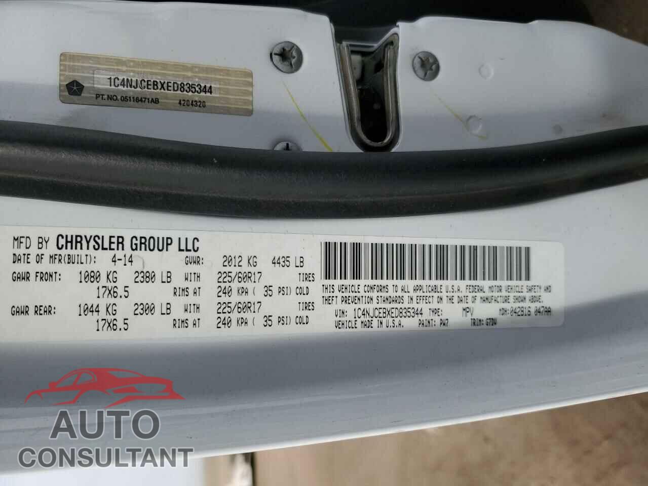 JEEP COMPASS 2014 - 1C4NJCEBXED835344