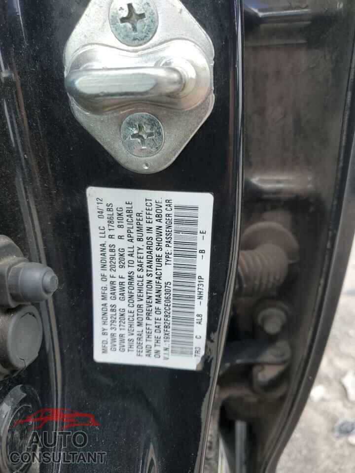 HONDA CIVIC 2012 - 19XFB2F82CE063075