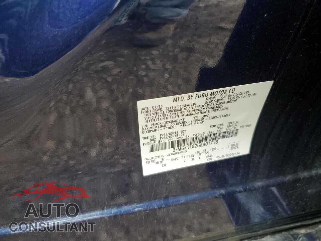 FORD FLEX 2016 - 2FMGK5C82GBA01758
