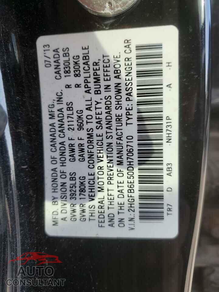 HONDA CIVIC 2013 - 2HGFB6E50DH706710