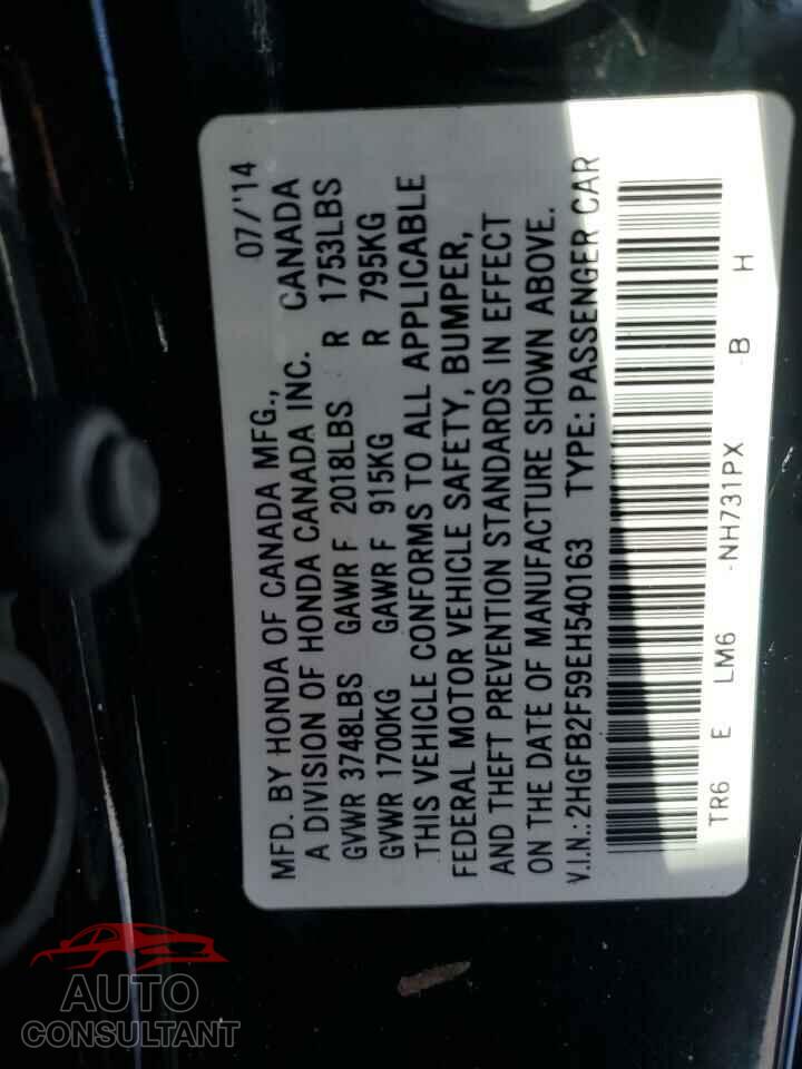 HONDA CIVIC 2014 - 2HGFB2F59EH540163