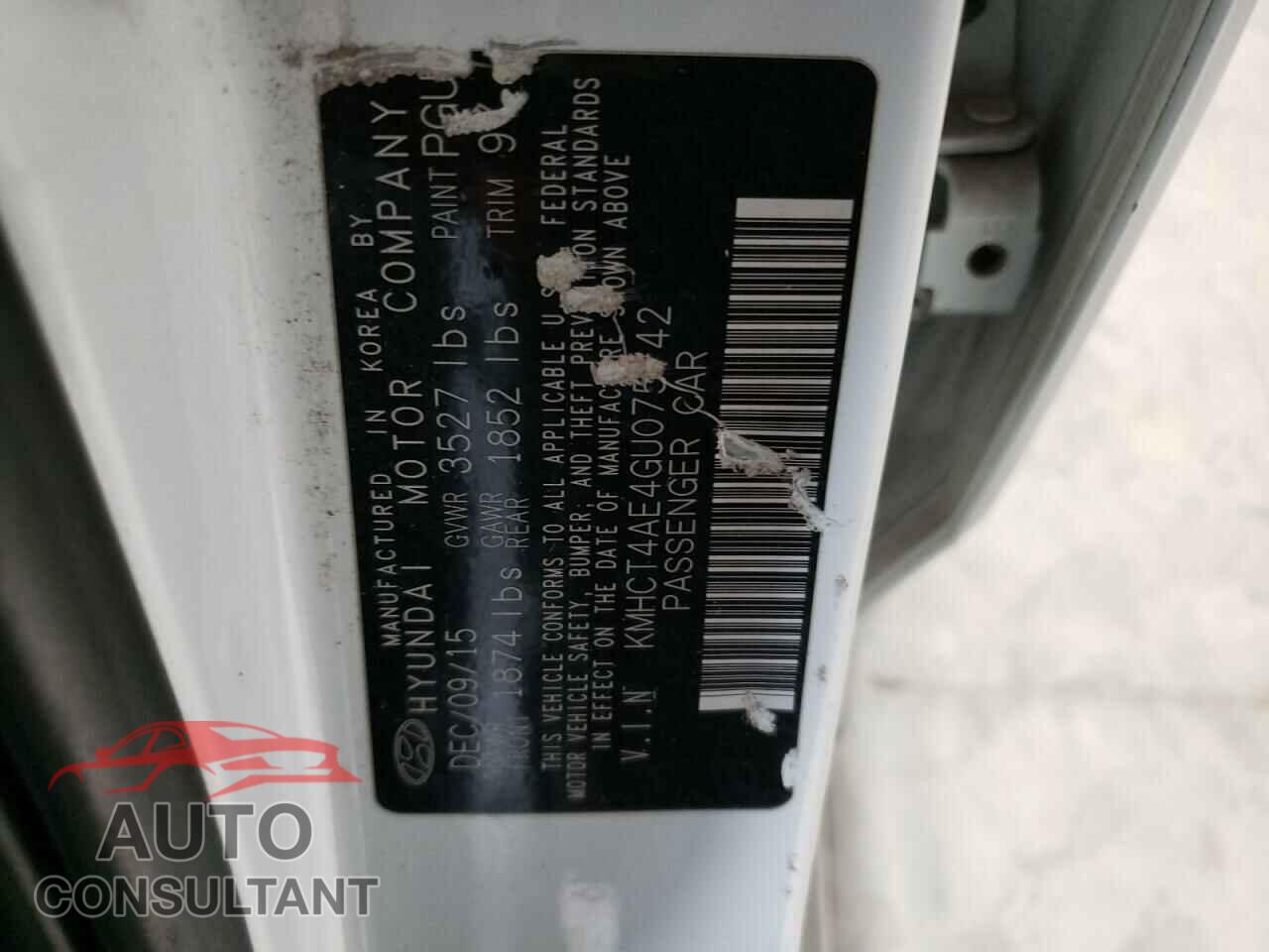 HYUNDAI ACCENT 2016 - KMHCT4AE4GU075742