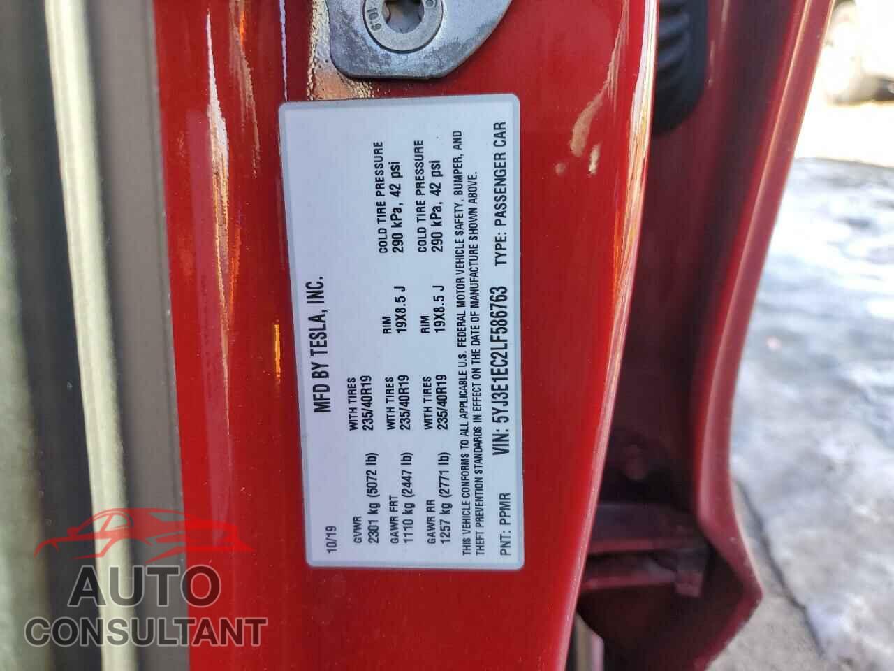 TESLA MODEL 3 2020 - 5YJ3E1EC2LF586763
