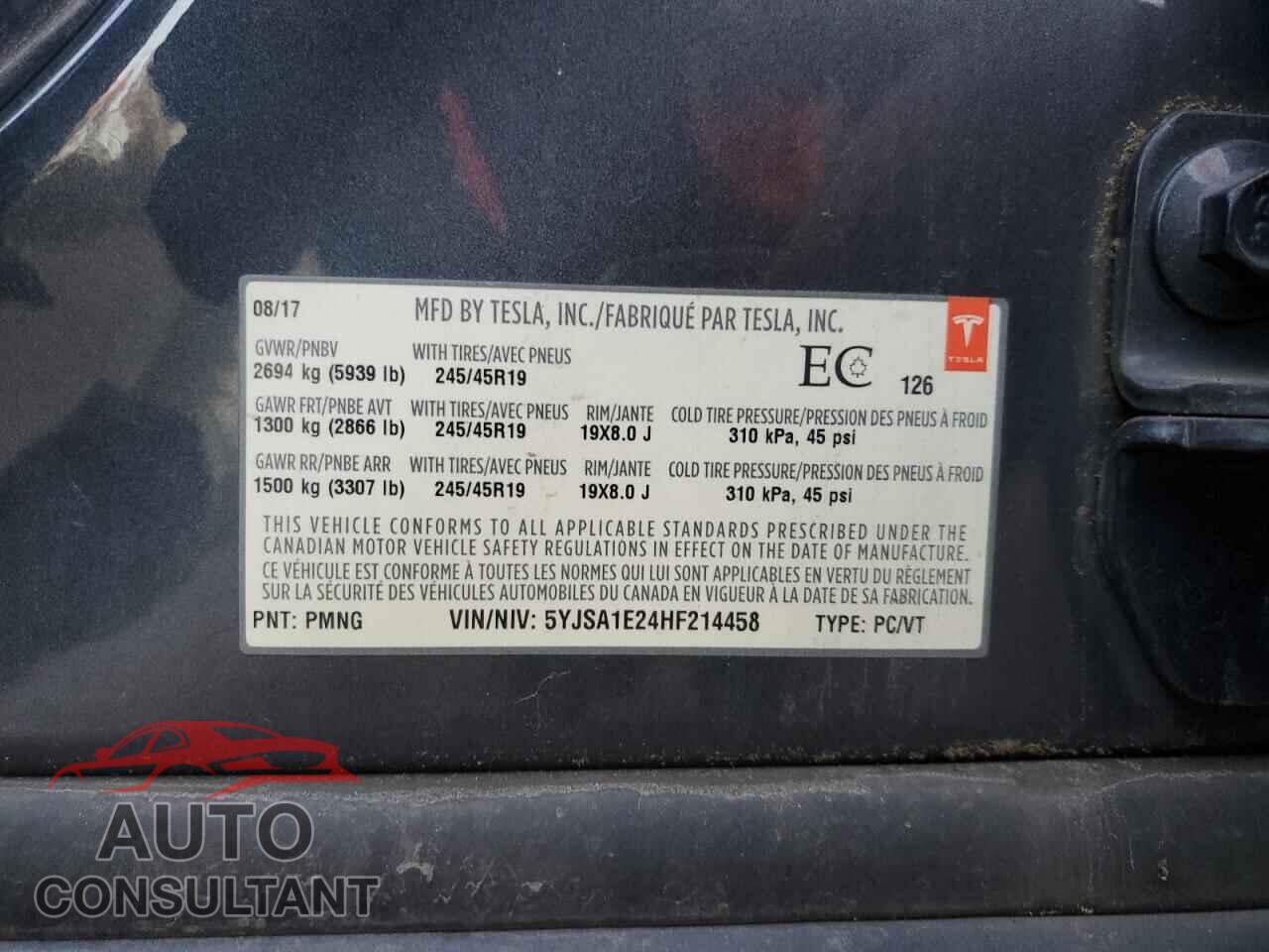TESLA MODEL S 2017 - 5YJSA1E24HF214458