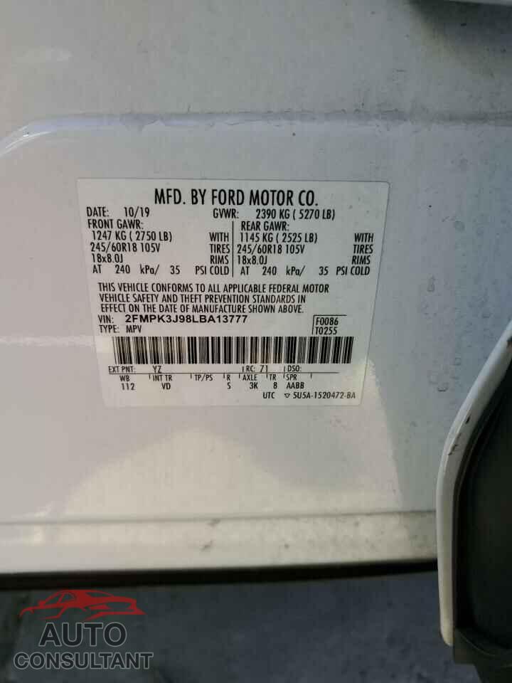 FORD EDGE 2020 - 2FMPK3J98LBA13777