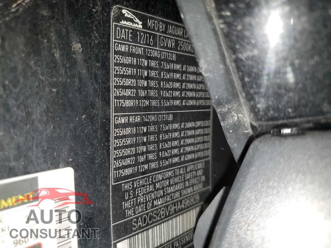 JAGUAR F-PACE 2017 - SADCS2BV9HA496809