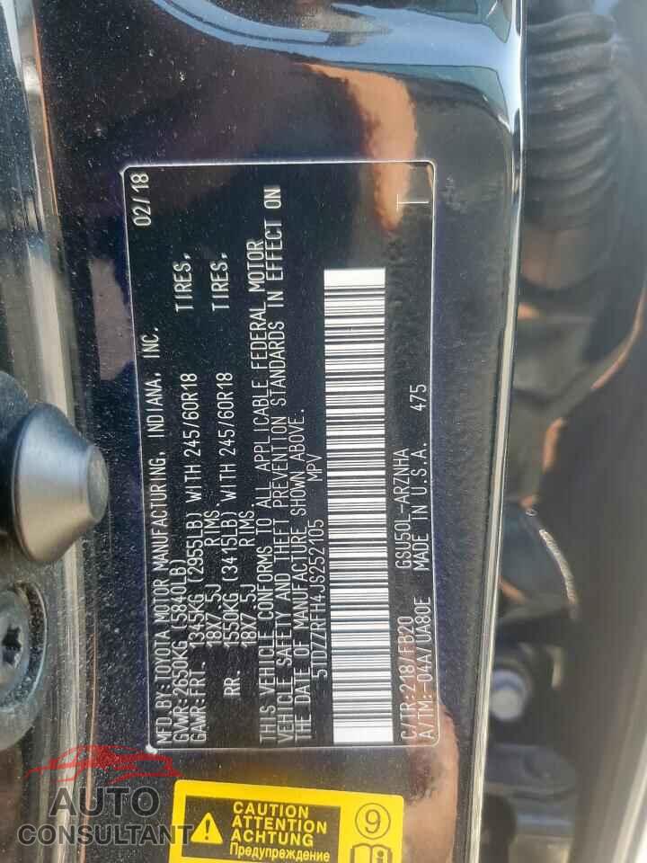 TOYOTA HIGHLANDER 2018 - 5TDZZRFH4JS252105