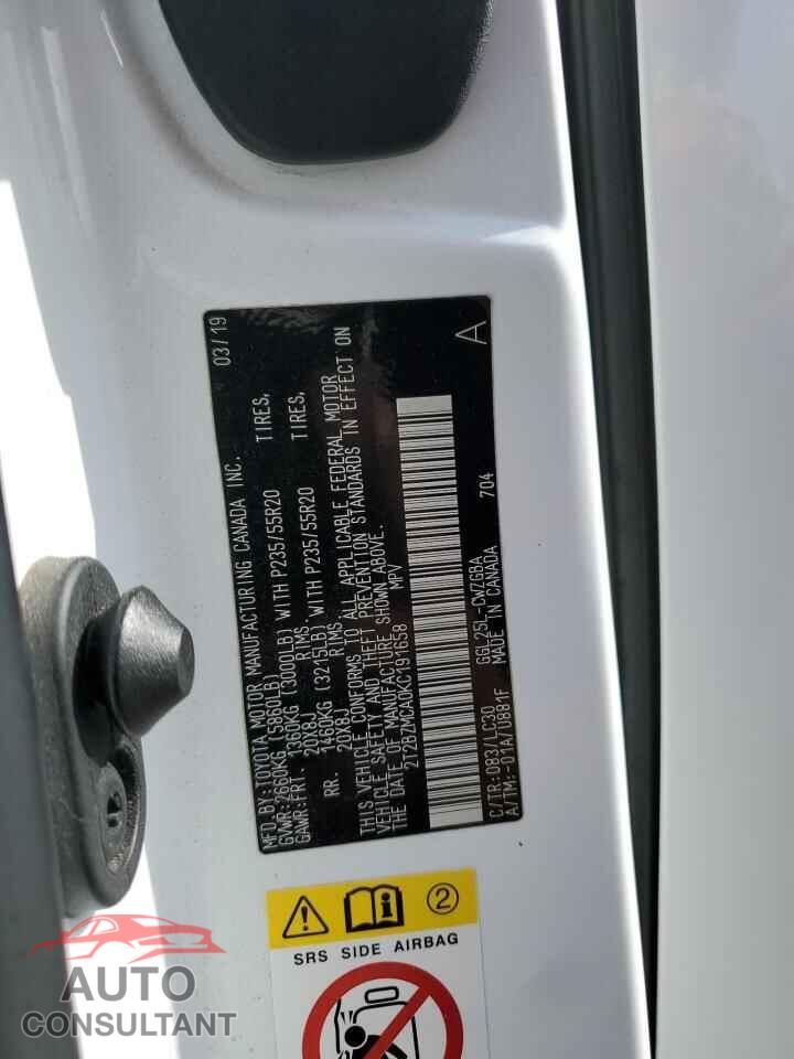 LEXUS RX350 2019 - 2T2BZMCA0KC191658