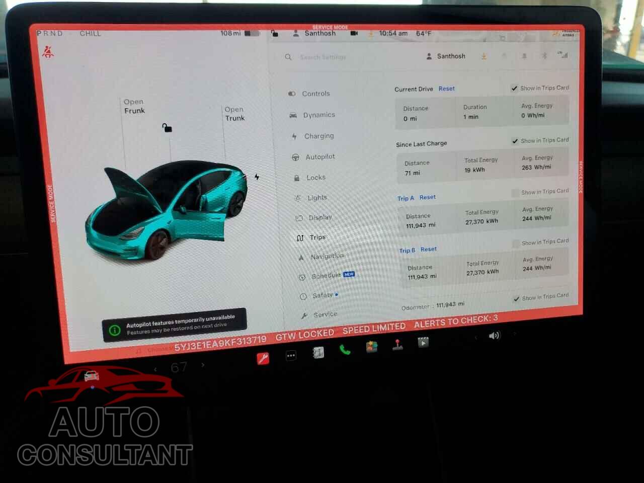TESLA MODEL 3 2019 - 5YJ3E1EA9KF313719