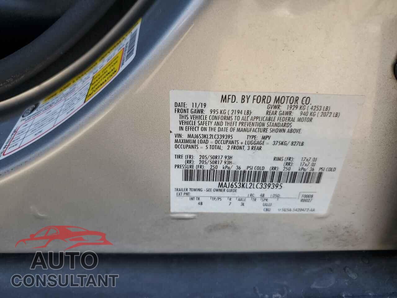 FORD ECOSPORT 2020 - MAJ6S3KL2LC339395