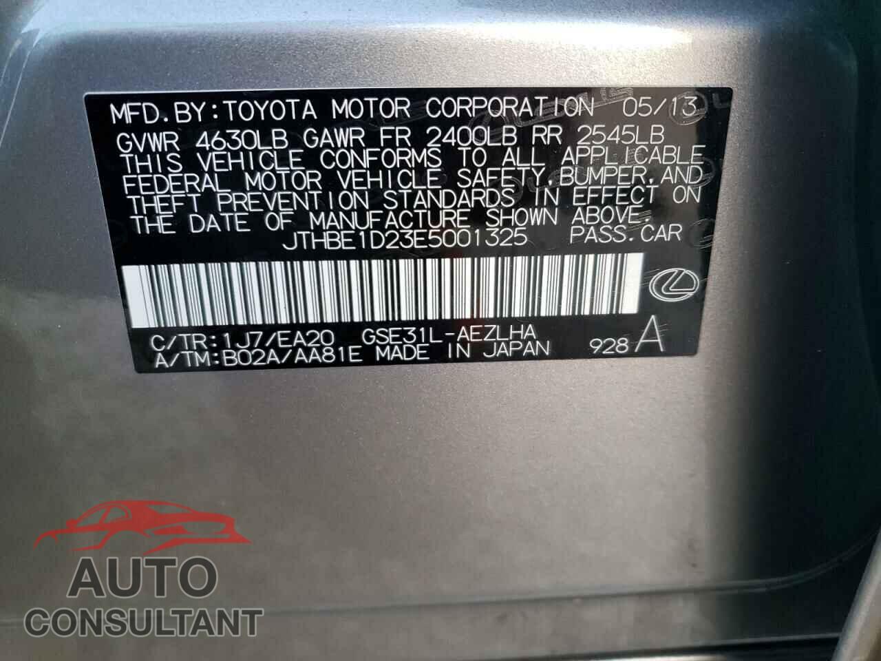 LEXUS IS 2014 - JTHBE1D23E5001325