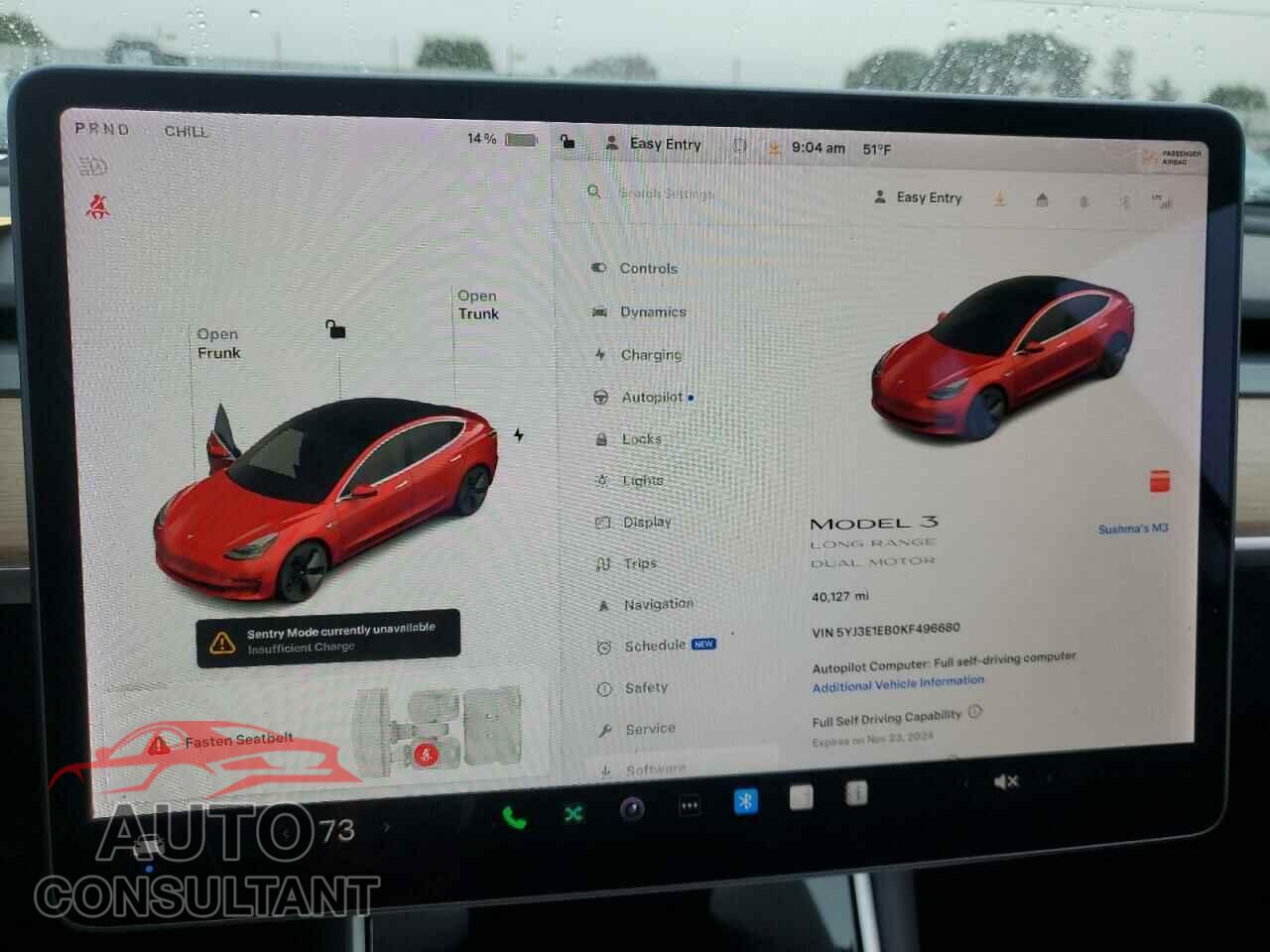 TESLA MODEL 3 2019 - 5YJ3E1EB0KF496680