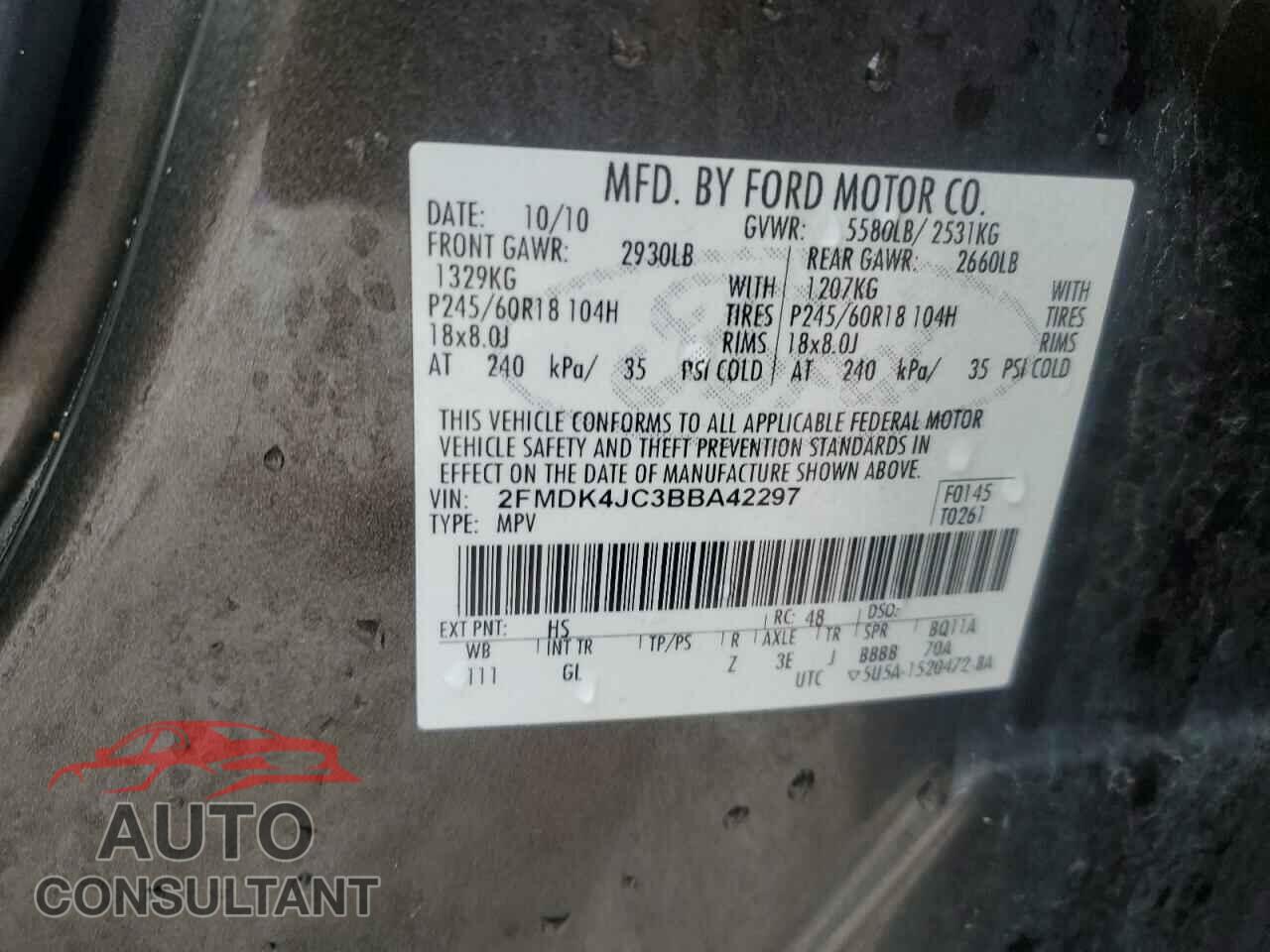 FORD EDGE 2011 - 2FMDK4JC3BBA42297