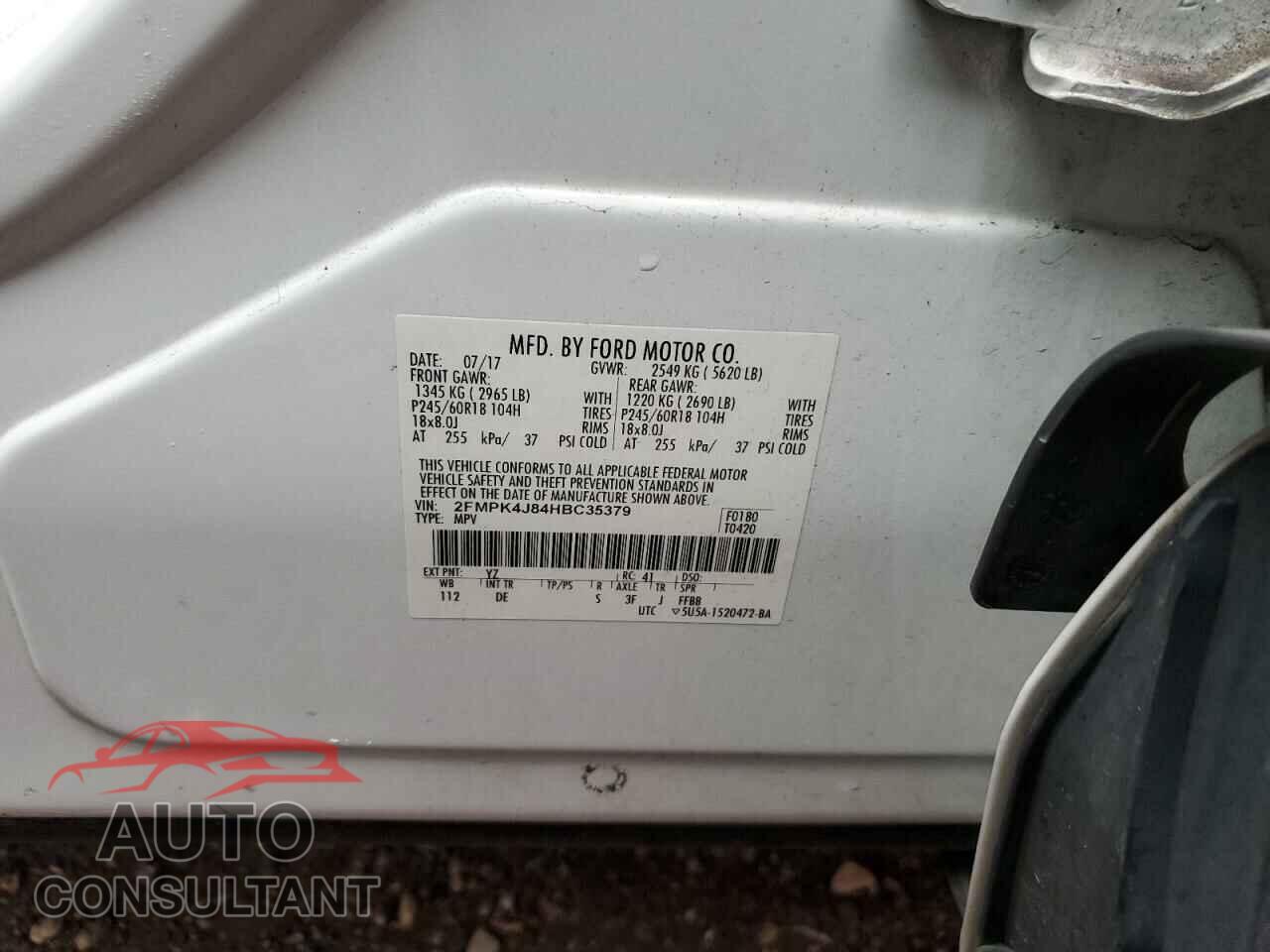 FORD EDGE 2017 - 2FMPK4J84HBC35379