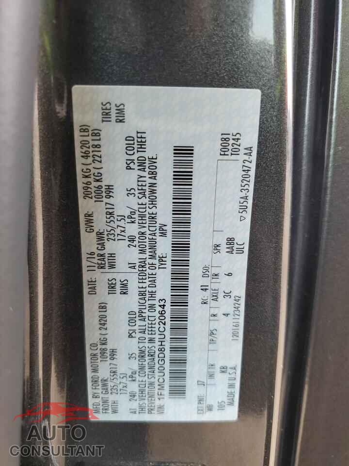 FORD ESCAPE 2017 - 1FMCU0GD8HUC20643