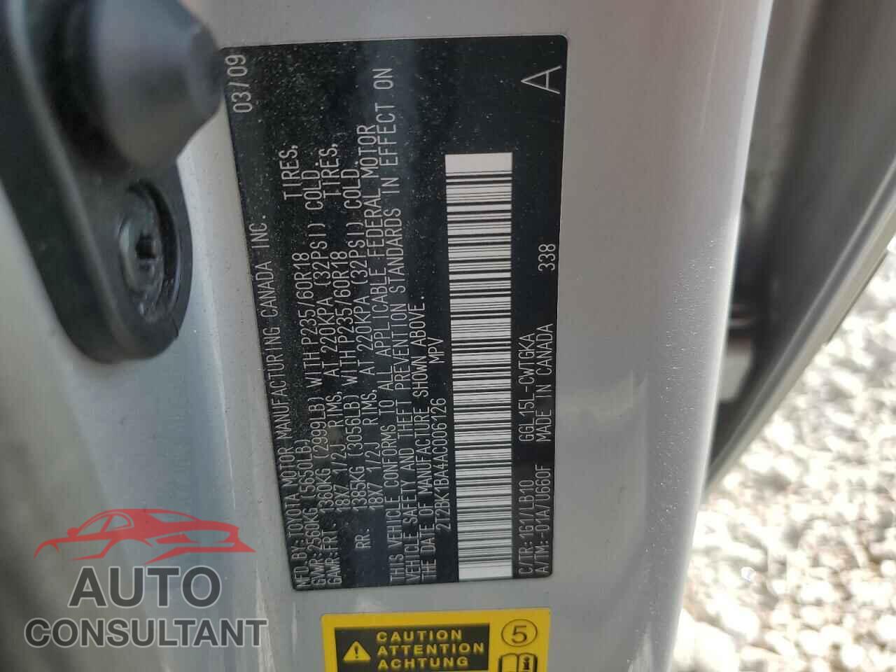 LEXUS RX350 2010 - 2T2BK1BA4AC006126