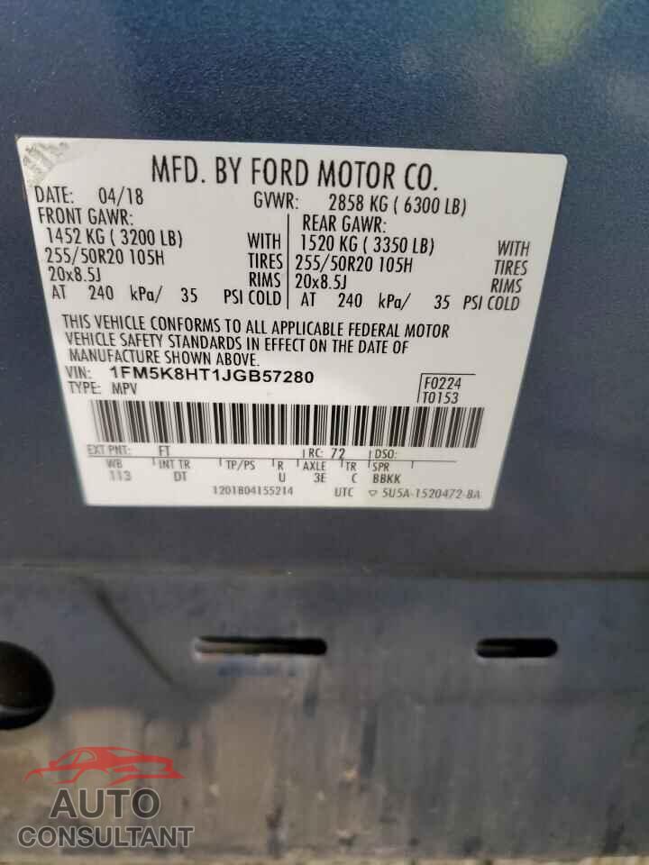 FORD EXPLORER 2018 - 1FM5K8HT1JGB57280