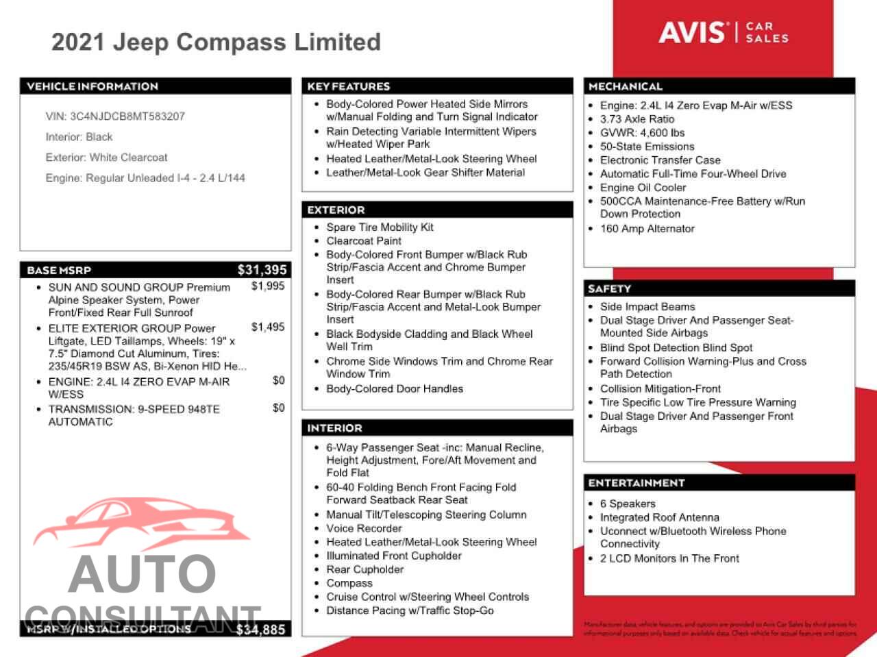 JEEP COMPASS 2021 - 3C4NJDCB8MT583207