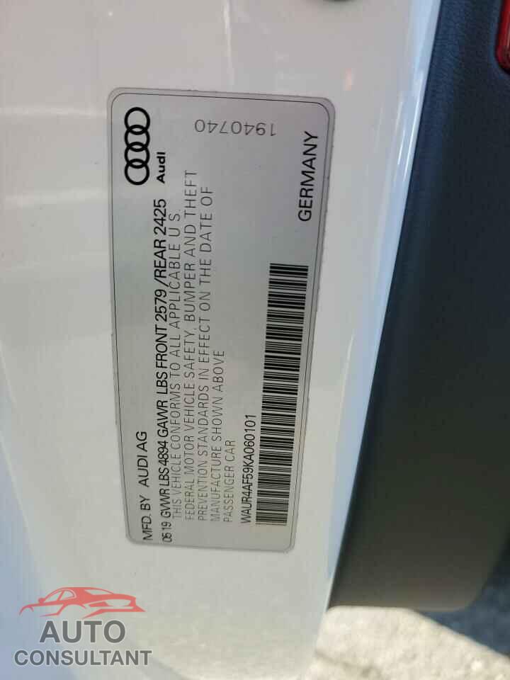 AUDI S5/RS5 2019 - WAUR4AF59KA060101