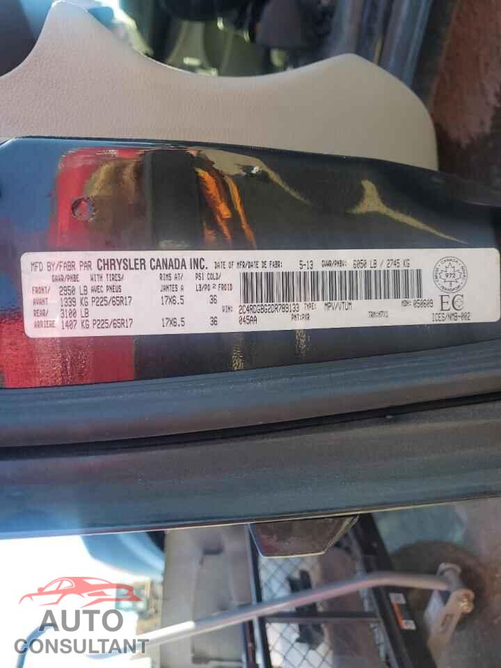 DODGE CARAVAN 2013 - 2C4RDGBG2DR789133