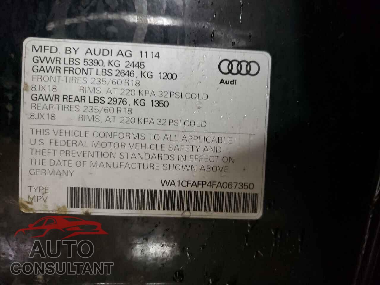 AUDI Q5 2015 - WA1CFAFP4FA067350
