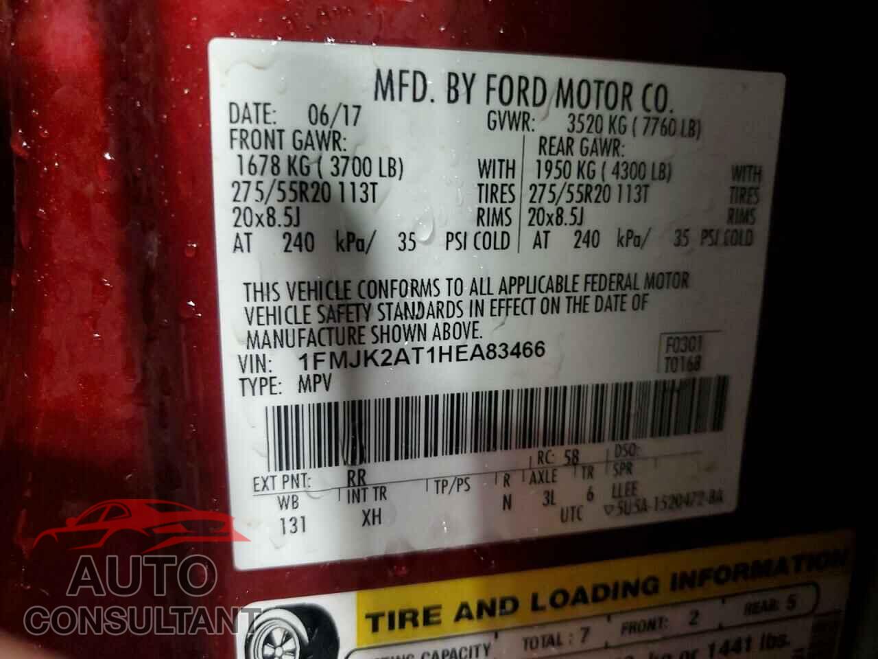 FORD EXPEDITION 2017 - 1FMJK2AT1HEA83466