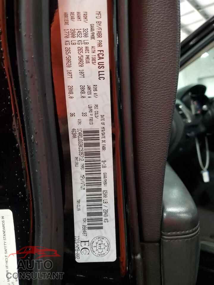 DODGE DURANGO 2019 - 1C4RDJDG9KC535712