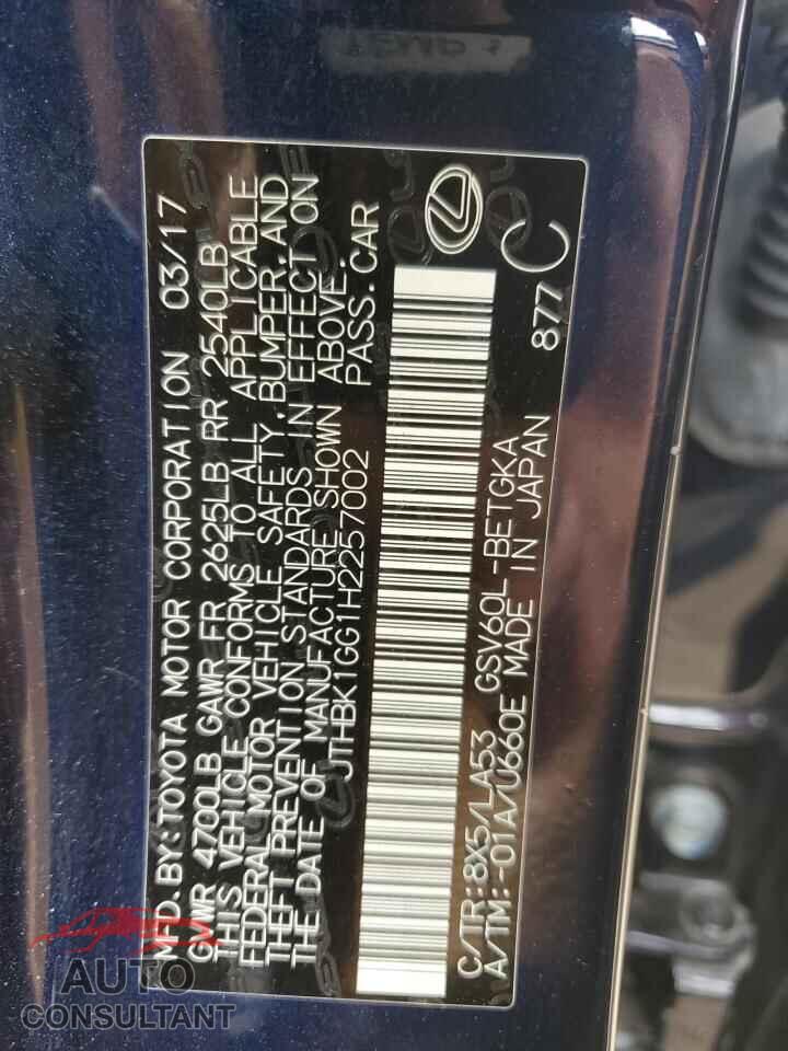 LEXUS ES350 2017 - JTHBK1GG1H2257002