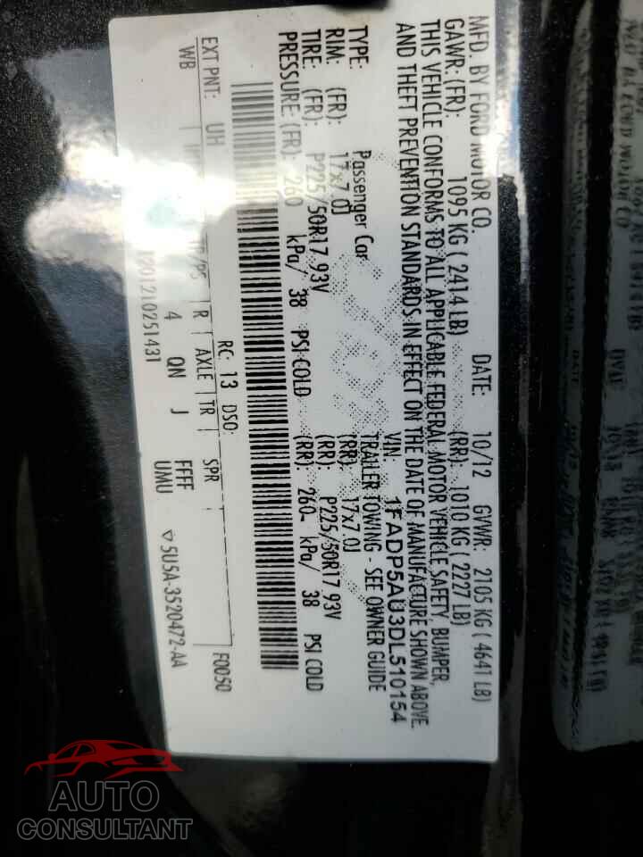 FORD CMAX 2013 - 1FADP5AU3DL510154