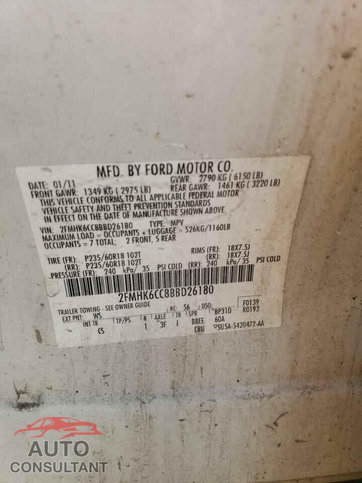 FORD FLEX 2011 - 2FMHK6CC8BBD26180