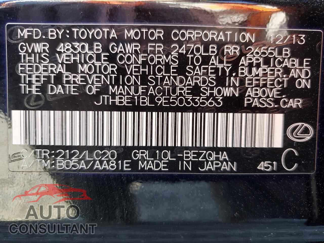 LEXUS GS350 2014 - JTHBE1BL9E5033563