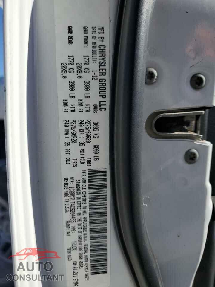DODGE RAM 1500 2012 - 1C6RD7LT4CS204455