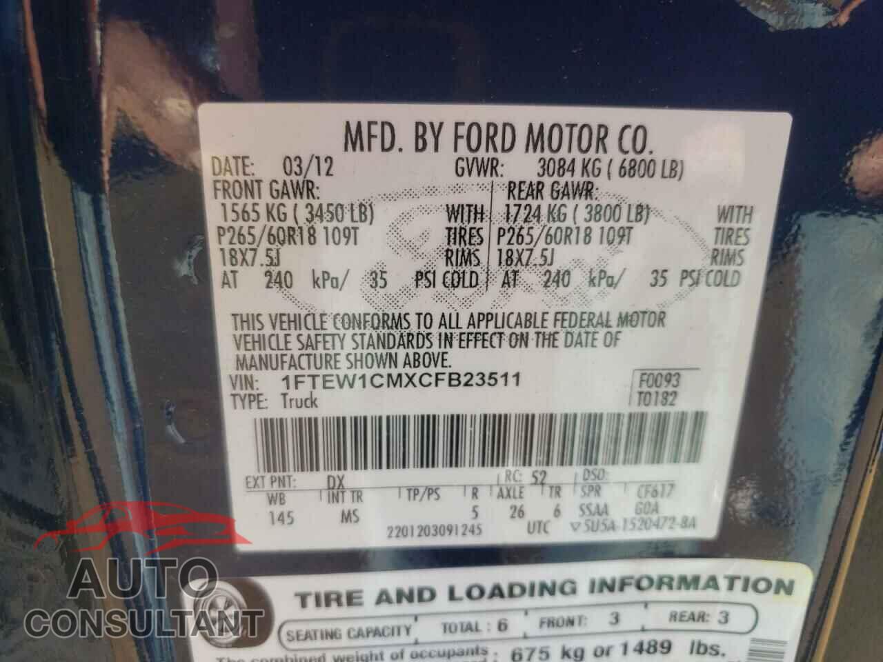 FORD F-150 2012 - 1FTEW1CMXCFB23511