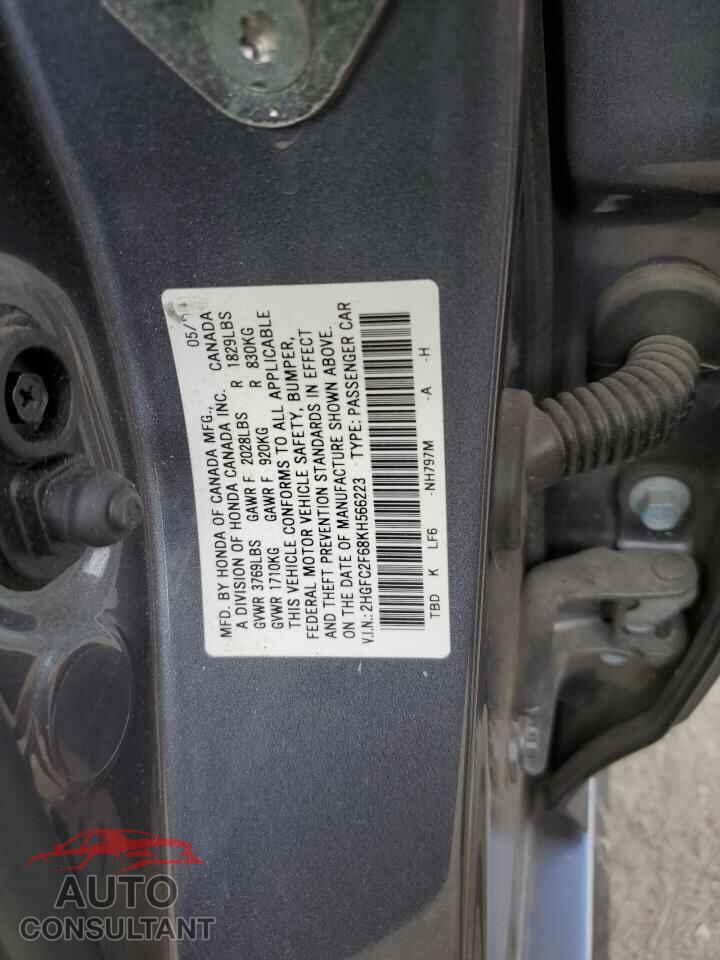 HONDA CIVIC 2019 - 2HGFC2F68KH566223