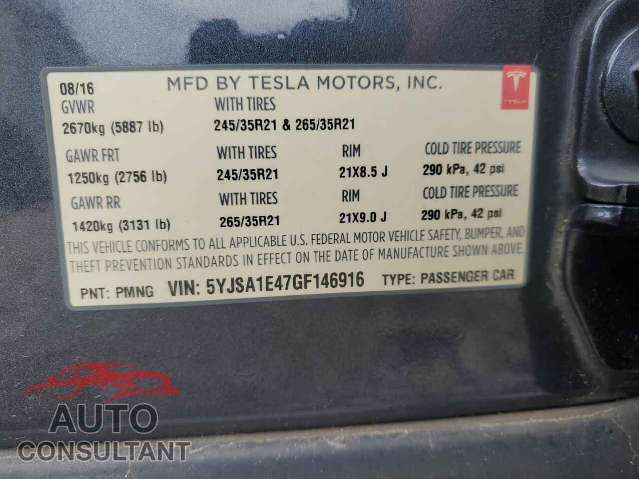 TESLA MODEL S 2016 - 5YJSA1E47GF146916